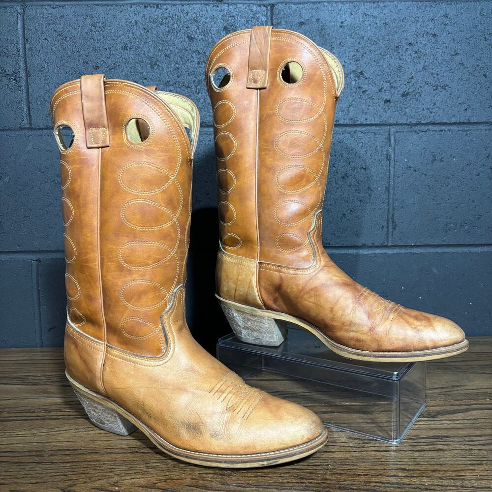 Vintage Acme Western Boots Men’s 11.5 D Tan Leather Made In USA Buckaroo